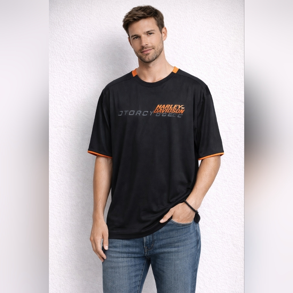 Harley-Davidson Black Tee with Orange Highlights